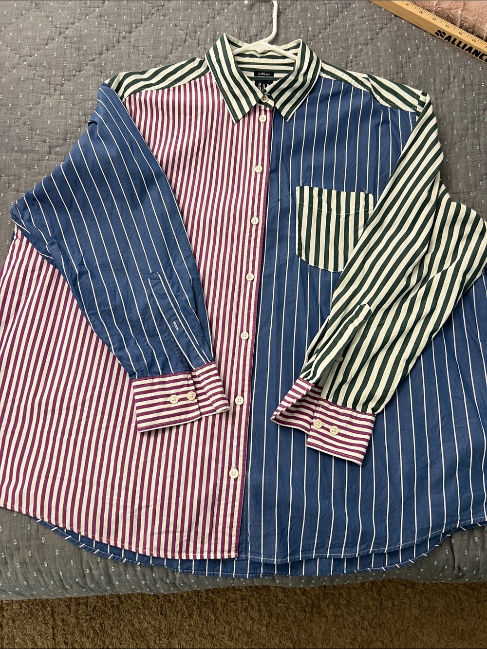 GAP the Big Shirt XL different stripes Green Blue Pink Oversized Button Collar